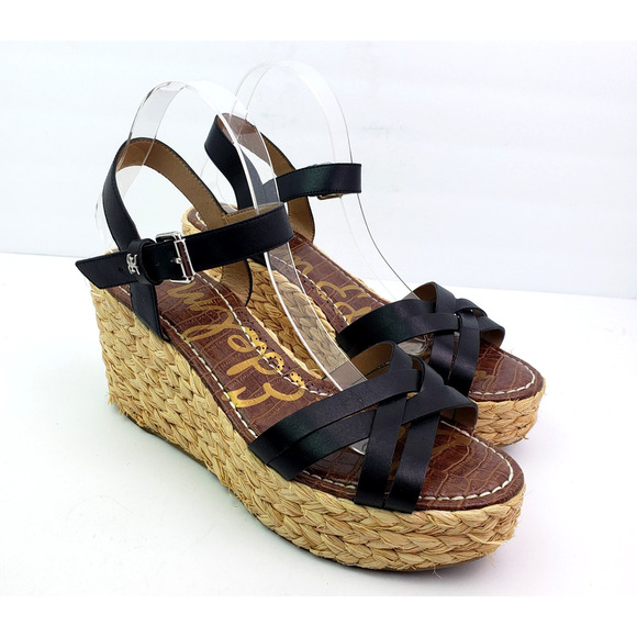 Sam Edelman Darline Womens Size 11 Black Platform Wedge Espadrille Sandals - Picture 1 of 11